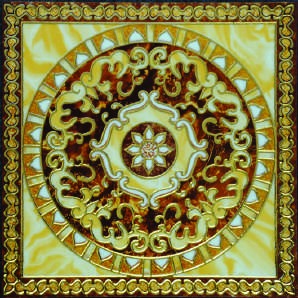 Anuj Golden Rangoli Pooja Room Vitrified Slab 1200x1200mm — Shubh Labh Golden Mandala