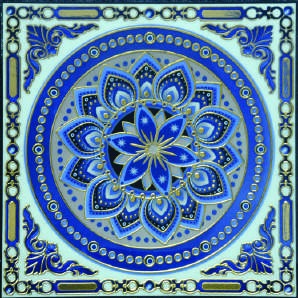 Anuj Golden Rangoli Pooja Room Vitrified Slab 1200x1200mm — Ashtalakshmi Sacred Inlay