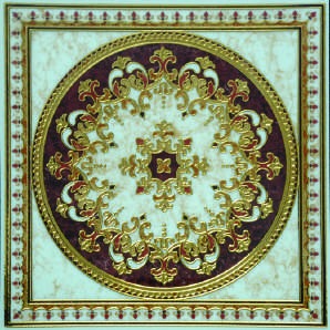 Anuj Golden Rangoli Pooja Room Vitrified Slab 1200x1200mm — Golden Lotus Sanctum
