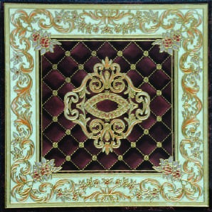 Anuj Golden Rangoli Pooja Room Vitrified Slab 1200x1200mm — Shubh Labh Golden Mandala