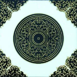 Anuj Golden Rangoli Pooja Room Vitrified Slab 1200x1200mm — Auspicious Peacock Mandir