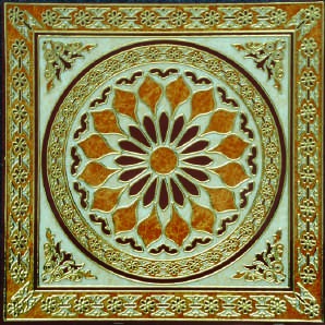 Anuj Golden Rangoli Pooja Room Vitrified Slab 1200x1200mm — Ashtalakshmi Sacred Inlay