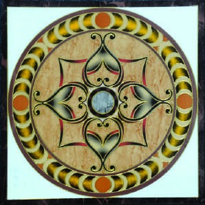 Anuj Golden Rangoli Pooja Room Vitrified Slab 1200x1200mm — Golden Lotus Sanctum