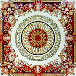 Anuj Golden Rangoli Pooja Room Vitrified Slab 1200x1200mm — Divine Chakra Mandir