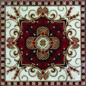 Anuj Golden Rangoli Pooja Room Vitrified Slab 1200x1200mm — Divine Chakra Mandir