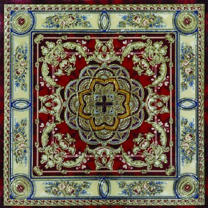 Anuj Golden Rangoli Pooja Room Vitrified Slab 1200x1200mm — Shubh Labh Golden Mandala