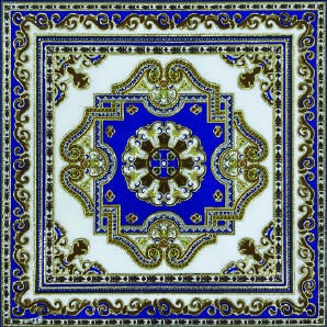 Anuj Golden Rangoli Pooja Room Vitrified Slab 1200x1200mm — Ashtalakshmi Sacred Inlay