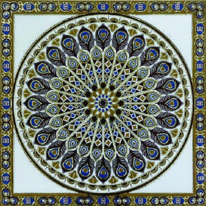 Anuj Golden Rangoli Pooja Room Vitrified Slab 1200x1200mm — Golden Lotus Sanctum