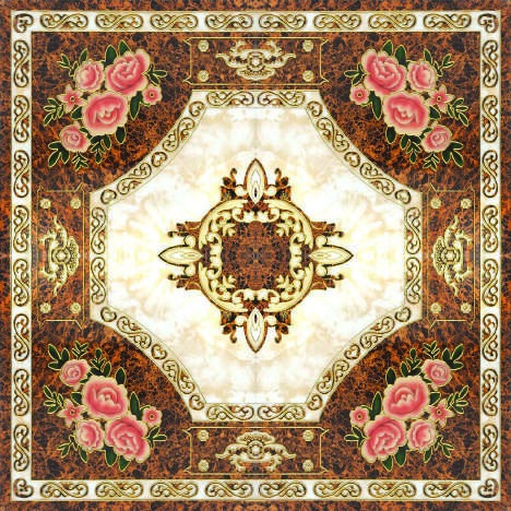 Anuj Golden Rangoli Pooja Room Vitrified Slab 1200x1200mm — Ashtalakshmi Sacred Inlay
