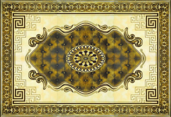 Anuj Golden Rangoli Pooja Room Vitrified Slab 1200x1200mm — Divine Chakra Mandir