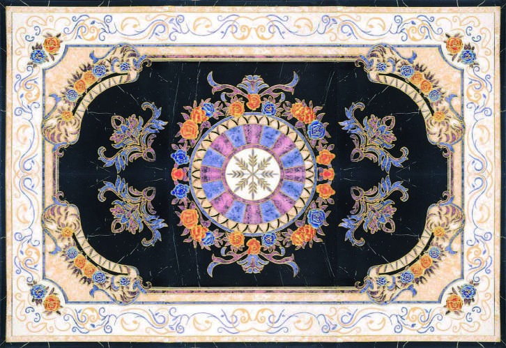 Anuj Golden Rangoli Pooja Room Vitrified Slab 1200x1200mm — Ashtalakshmi Sacred Inlay