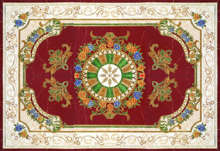 Anuj Golden Rangoli Pooja Room Vitrified Slab 1200x1200mm — Golden Lotus Sanctum