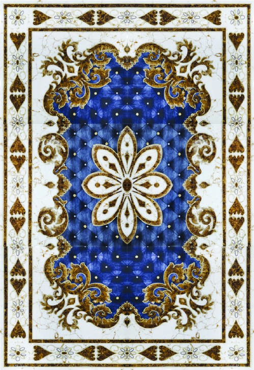 Anuj Golden Rangoli Pooja Room Vitrified Slab 1200x1200mm — Shubh Labh Golden Mandala