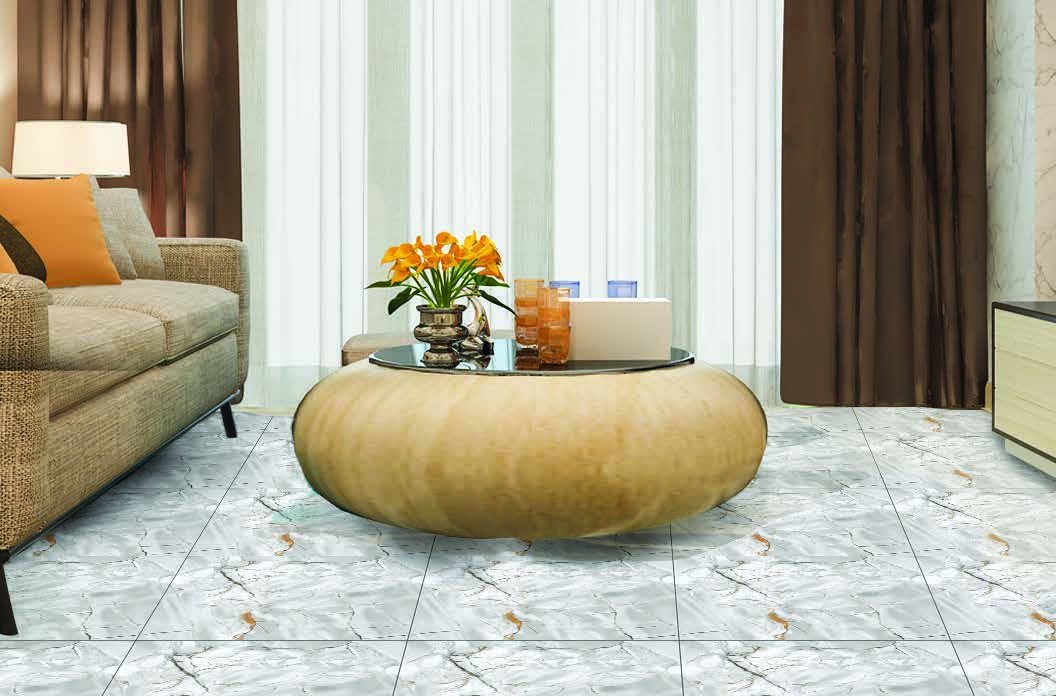 Anuj Nano Polish Vitrified Floor Tile 600x600mm — Soluble Salt Ivory Crystal