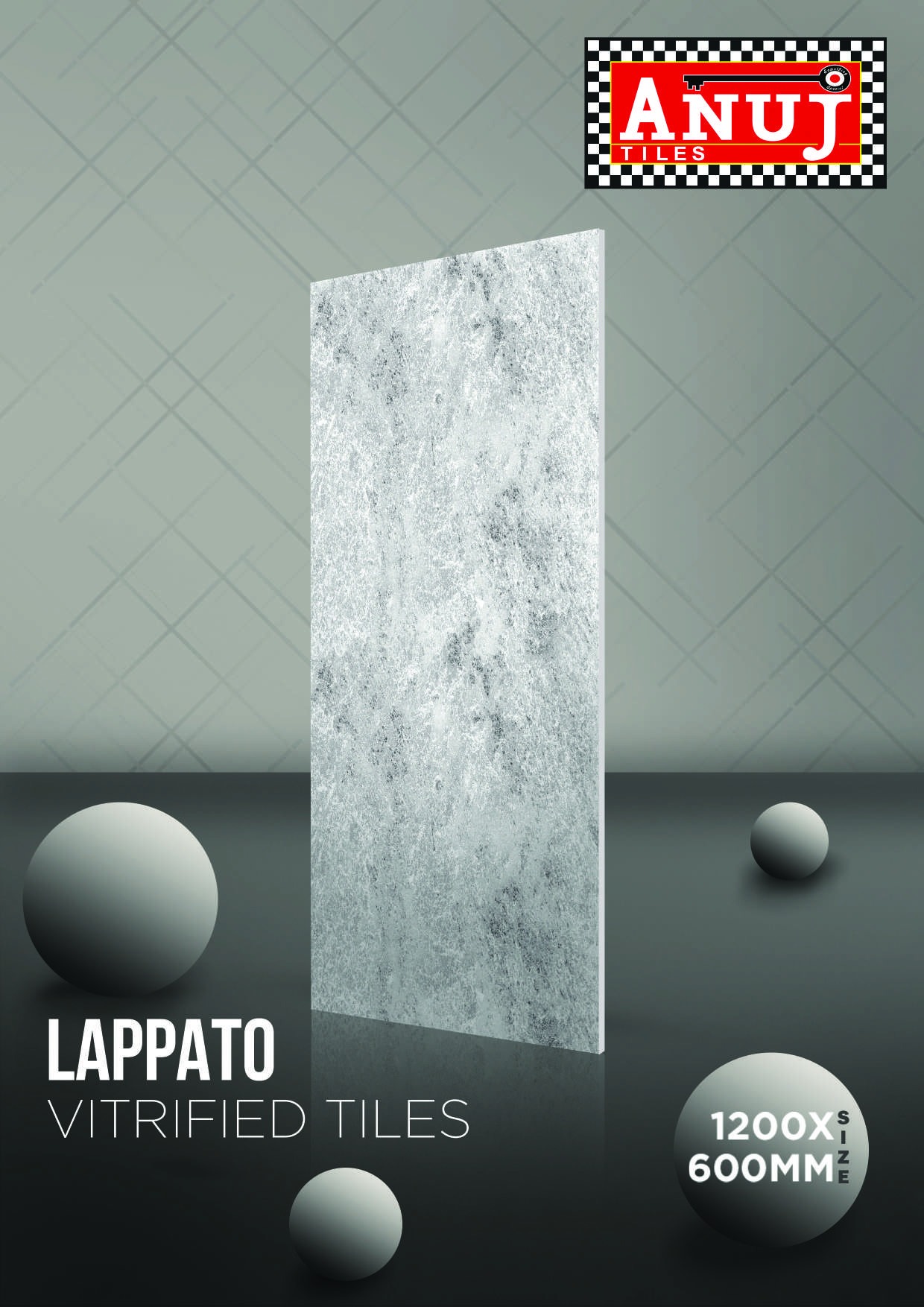 Anuj PGVT 1200x600mm High Gloss — Model 24044 Urban Concrete Ash