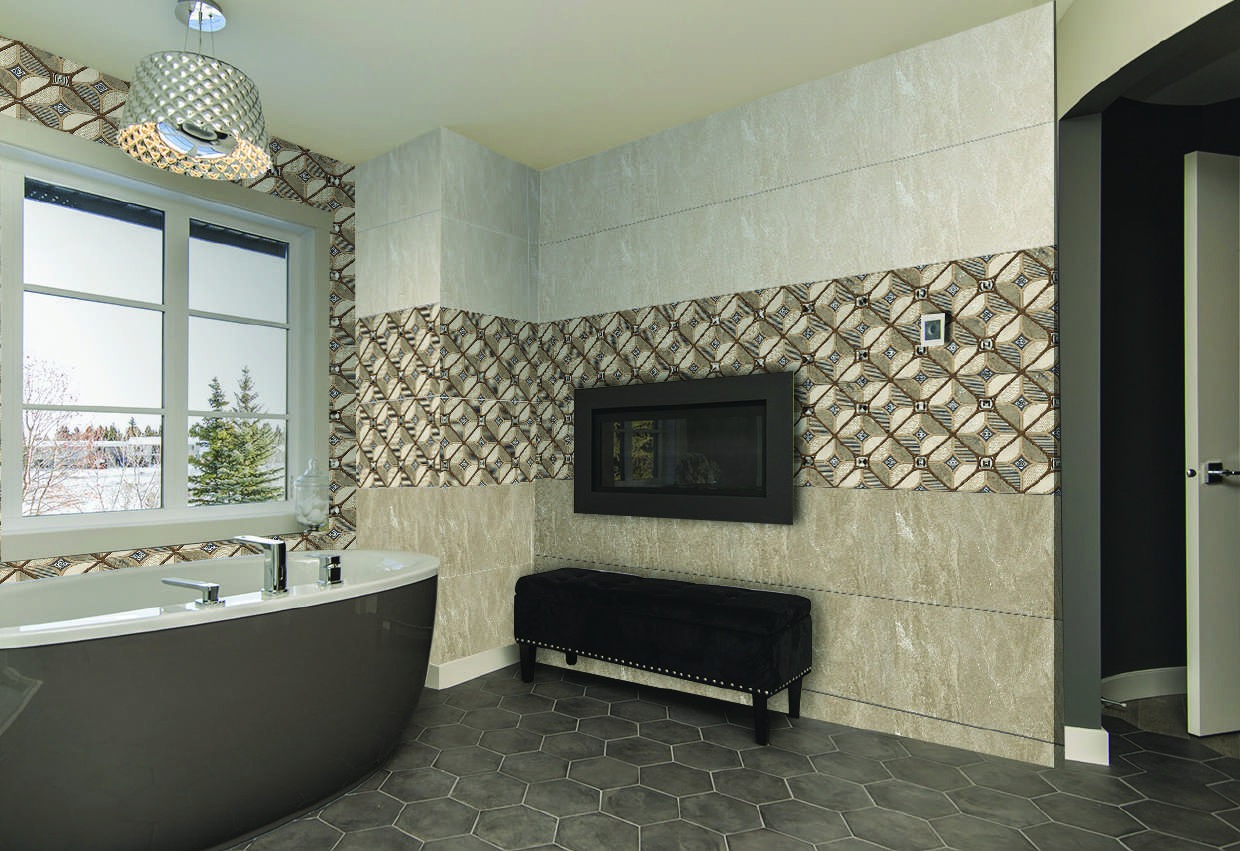 Anuj Water-Repellent Bathroom Wall Tile 300x600mm — Concept 128 Statuario Wave Decor