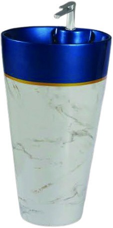 Healthware Ceramic Vanity Basin — Monolithic Floor Pedestal Basin
