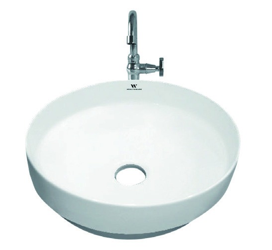 Healthware Ceramic Vanity Basin — Round Minimalist Countertop Basin
