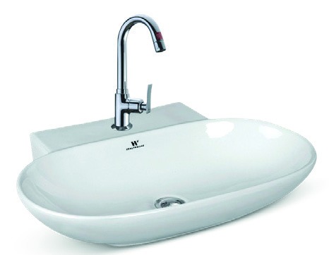 Healthware Ceramic Vanity Basin — Square Beveled Edge Basin