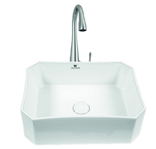 Healthware Ceramic Vanity Basin — Scalloped Rim Art Basin
