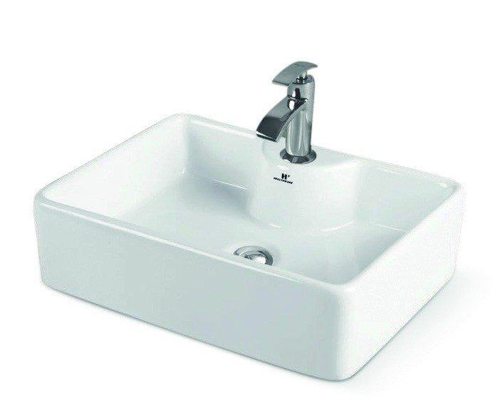 Healthware Ceramic Vanity Basin — Square Beveled Edge Basin