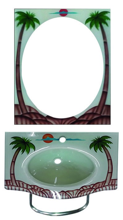 Healthware Ceramic Vanity Basin — Oval Silk Matte Emerald Tabletop