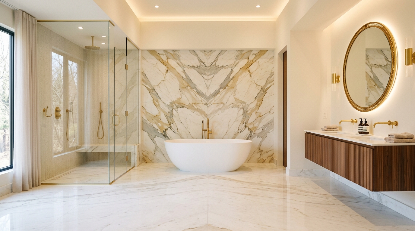 Calacatta Gold Ensuite Master Bathroom