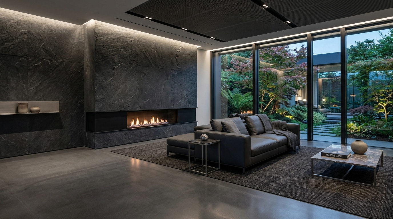 Armani Charcoal Contemporary Living Space